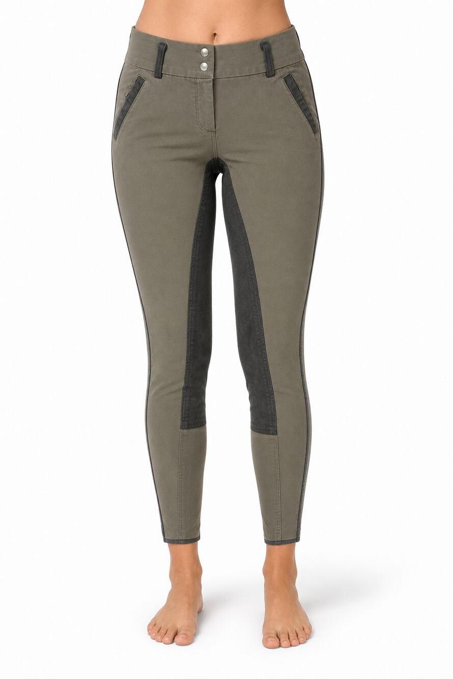 Goode Rider Womens Horseback Riding Breeches Full Seat Olive Taupe 28L Cowgirl